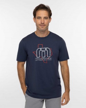 Travis Mathew Bucking Bull Tee Mood Indigo | WAEPVMF-80