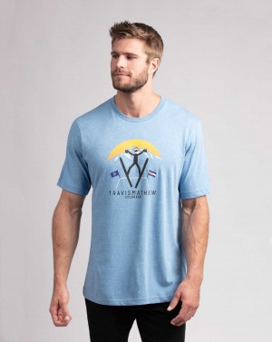 Travis Mathew Catchin' Air Tee Heather Blue | YSHWCMO-69