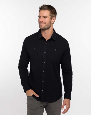 Travis Mathew Cloud Flannel Button-up Black | DEBTWKZ-83