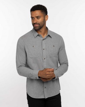 Travis Mathew Cloud Flannel Button-up Heather Quiet Shade | NODTXPE-21