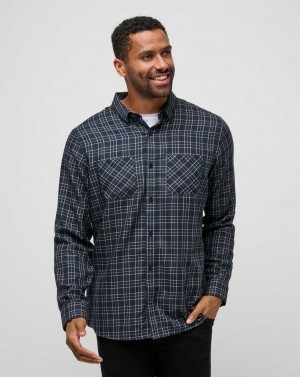 Travis Mathew Cloud Flannel Plaid Button-up Total Eclipse/Apricot | ZWRYQNC-61