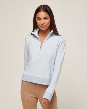 Travis Mathew Cloud Fleece Half Zip Heather Kentucky Blue | GDYIJAX-31