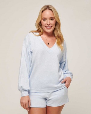 Travis Mathew Cloud Terry Vneck Top Heather Kentucky Blue | TLNZUYO-54