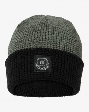 Travis Mathew Cloud Waffle Beanie Dark Olive | UCYWGPO-59