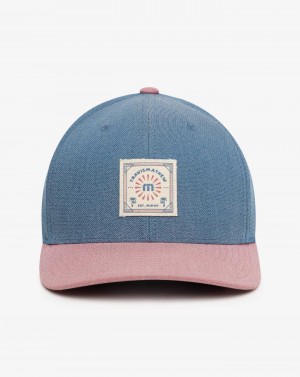 Travis Mathew Desert Days Snapback Hat Heather Mid Blue | MRZJDAH-41