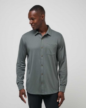 Travis Mathew Evening Bonfire Button-up Dark Olive | JCNVFTR-79