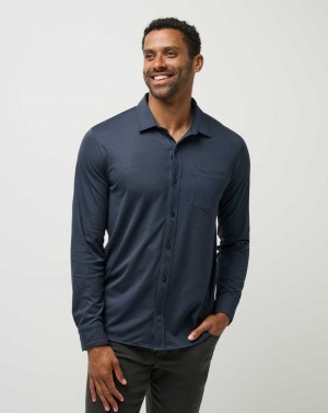 Travis Mathew Evening Bonfire Button-up Heather Total Eclipse | TZGWJKN-48