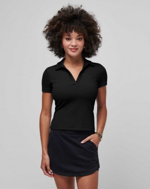 Travis Mathew Moveknit Vneck Polo Black | OGJLSTN-36