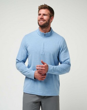 Travis Mathew The Heater Quarter Zip Heather Blue | ROILZFN-20