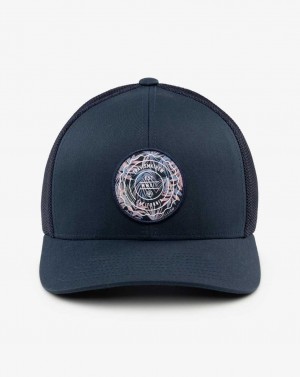 Travis Mathew The Patch Floral Snapback Hat Blue Nights | MTDZWPF-68