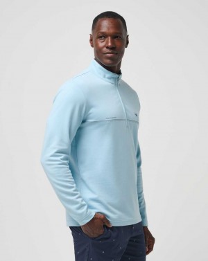 Travis Mathew Upgraded Chest Stripe Quarter Zip Heather Dream Blue | VLPBKEJ-79