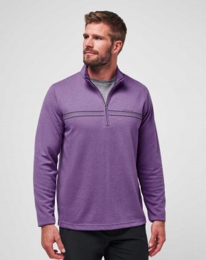 Travis Mathew Upgraded Chest Stripe Quarter Zip Heather Imperial | HOVFRZB-23