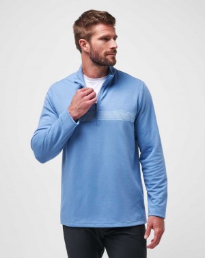 Travis Mathew Upgraded Chest Stripe Quarter Zip Quiet Harbor | LNJUYFS-26