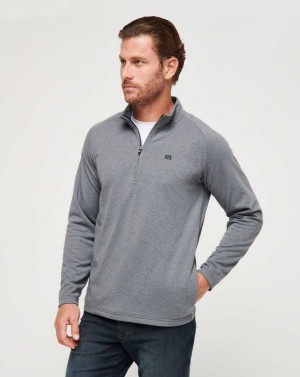 Travis Mathew Upgraded Quarter Zip Dark Grey | CJQUVTS-94