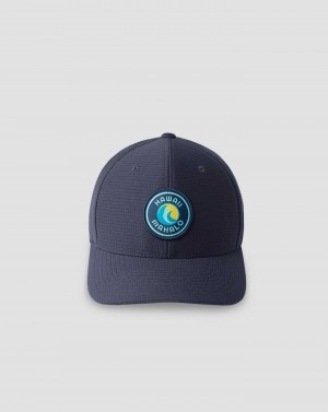 Travis Mathew Yellow Hibiscus Snapback Hat Navy | MPZVNQC-04