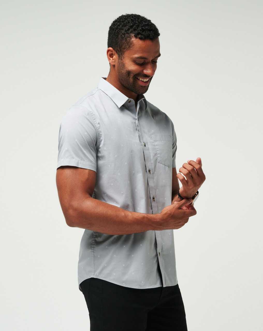 Travis Mathew Across The Pond Button-up Heather Sleet | EZDKLGS-43