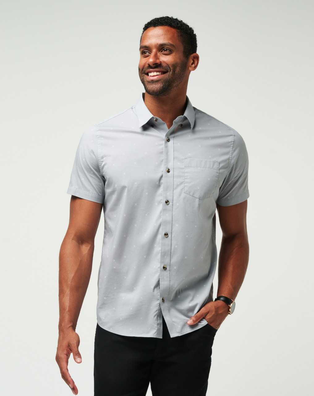 Travis Mathew Across The Pond Button-up Heather Sleet | EZDKLGS-43