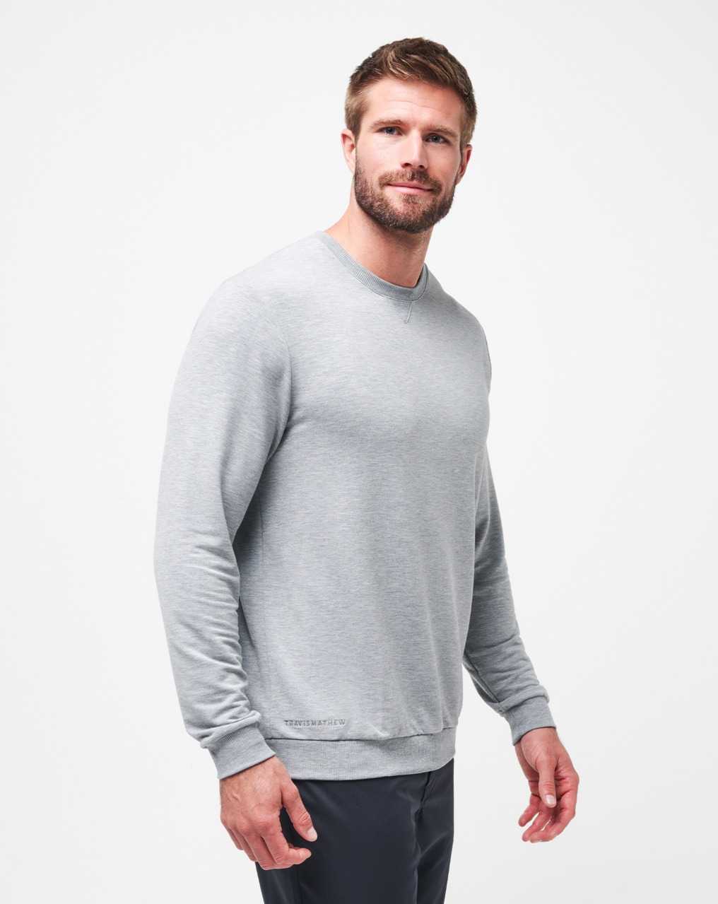 Travis Mathew Amenities Crew Heather Light Grey | IQPKCOW-27