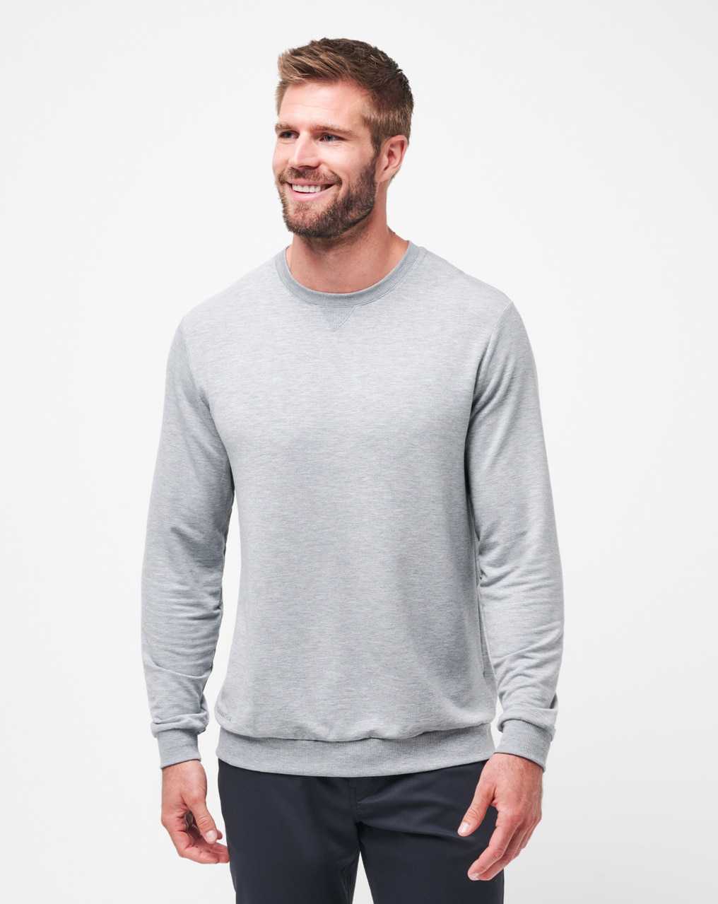 Travis Mathew Amenities Crew Heather Light Grey | IQPKCOW-27