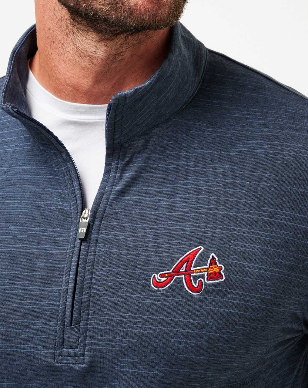 Travis Mathew Atlanta Braves The Heater Quarter Zip Vintage Indigo/Black | HRNXMYC-70