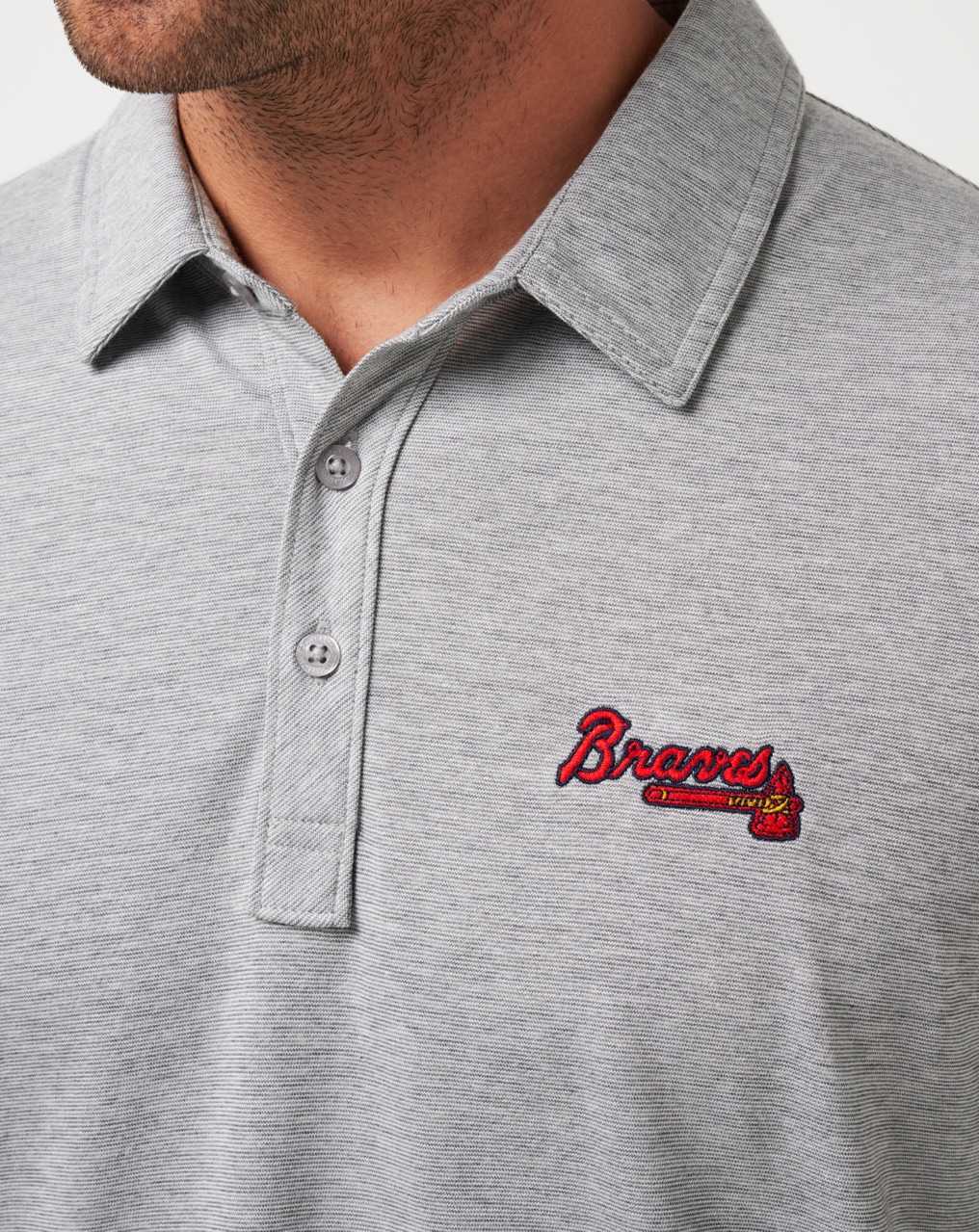 Travis Mathew Atlanta Braves The Zinna Polo Heather Grey | BNLHGOM-35