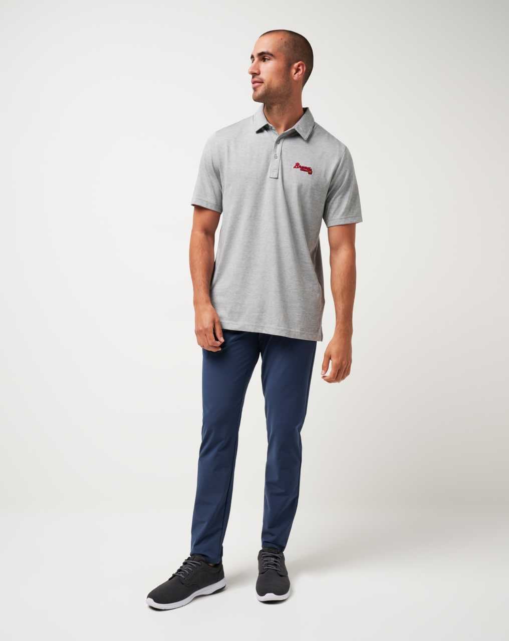 Travis Mathew Atlanta Braves The Zinna Polo Heather Grey | BNLHGOM-35