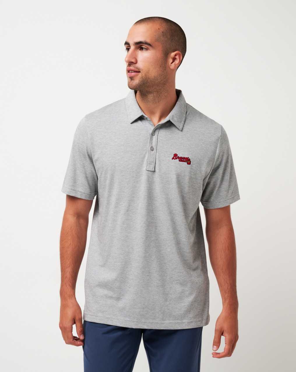 Travis Mathew Atlanta Braves The Zinna Polo Heather Grey | BNLHGOM-35