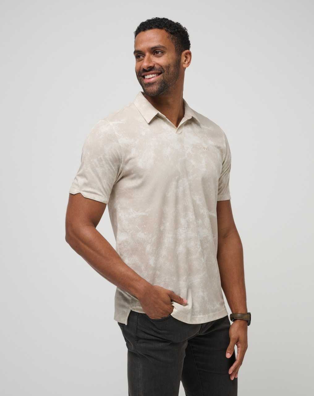 Travis Mathew Barrel Break Polo Oxford Tan | HUYEBZX-15