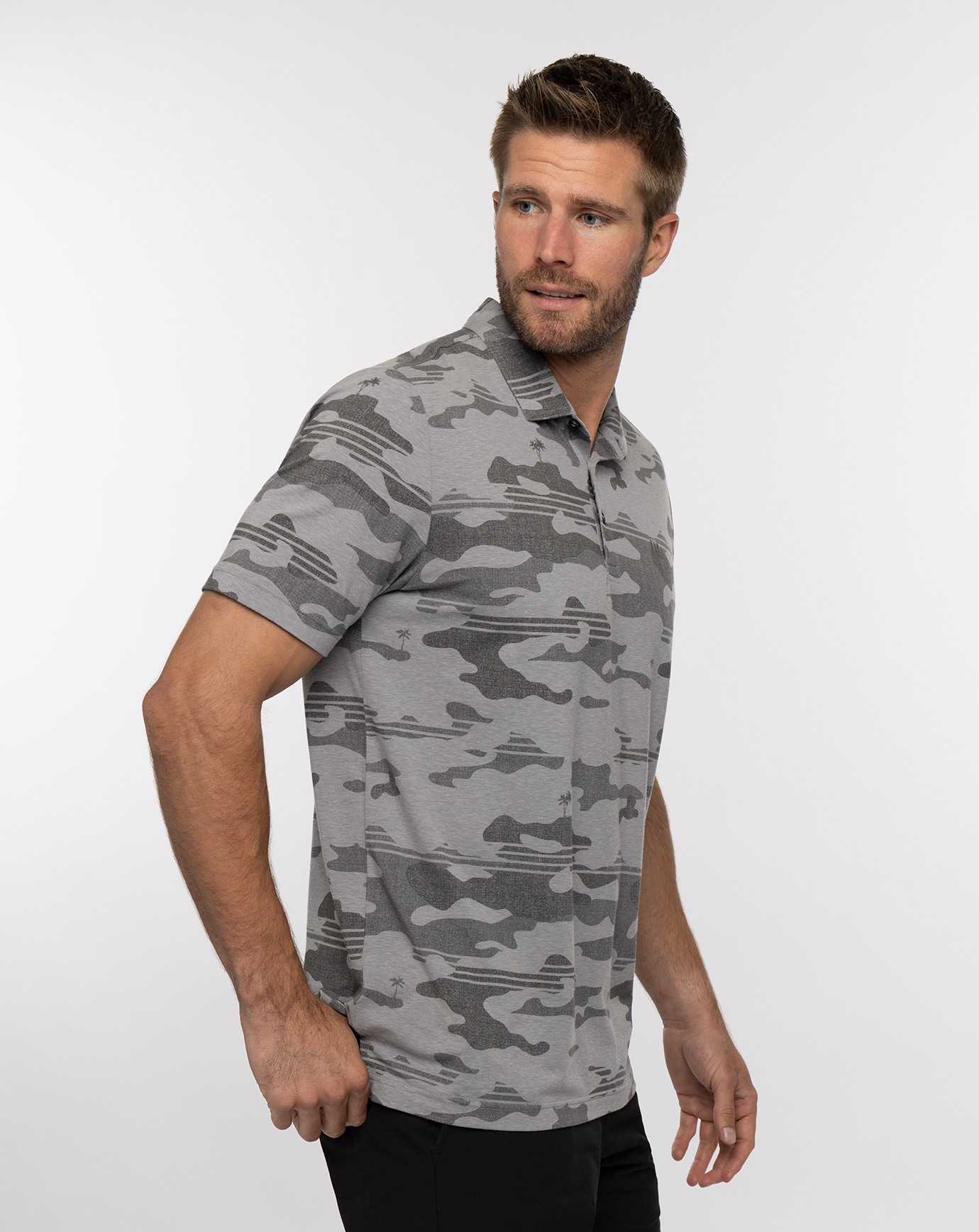 Travis Mathew Beachside Stealth Polo Heather Grey | LZRUGBF-49