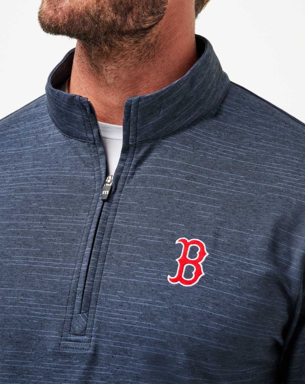 Travis Mathew Boston Red Sox The Heater Quarter Zip Vintage Indigo/Black | KAPEMJG-02