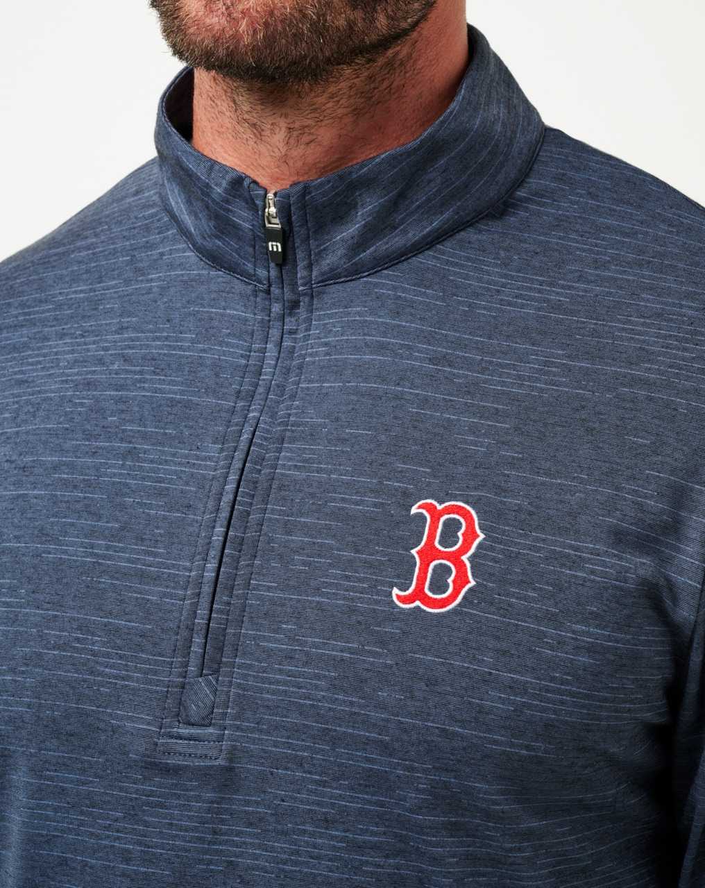 Travis Mathew Boston Red Sox The Heater Quarter Zip Vintage Indigo/Black | KAPEMJG-02