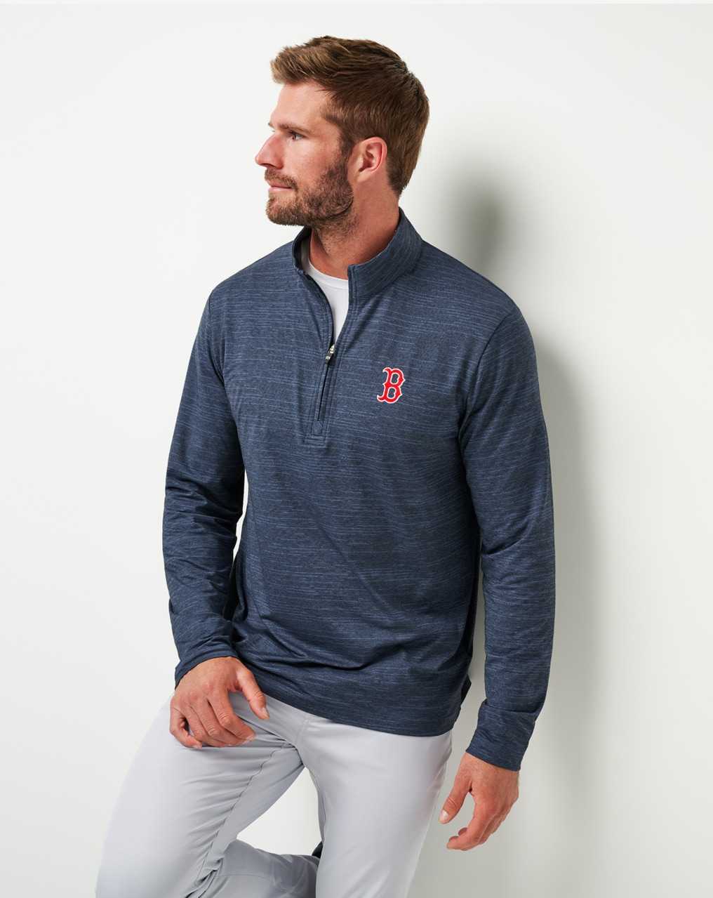 Travis Mathew Boston Red Sox The Heater Quarter Zip Vintage Indigo/Black | KAPEMJG-02