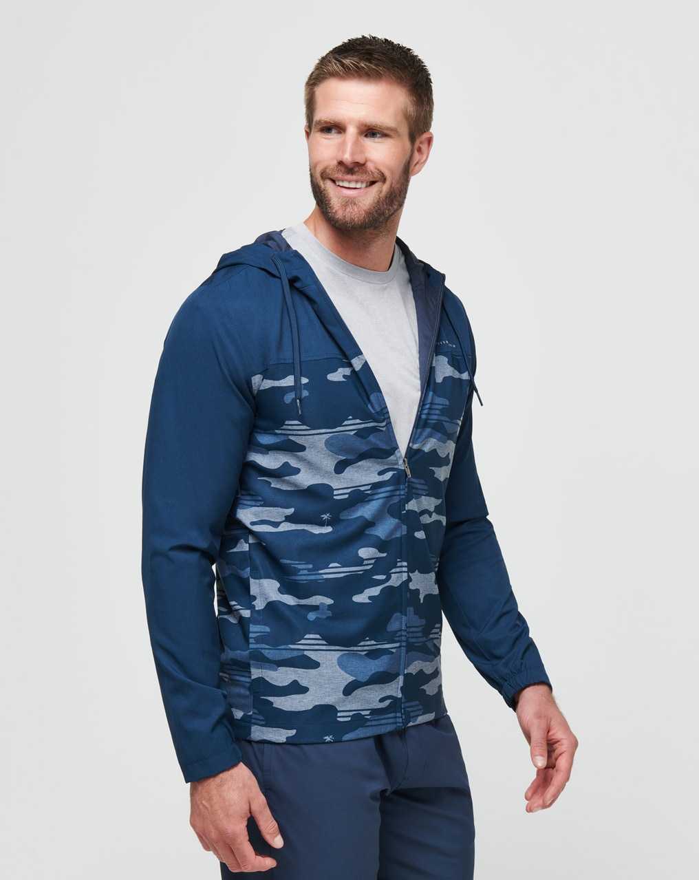 Travis Mathew Camo Tech Hoodie Blue Nights | TFJUHMZ-42