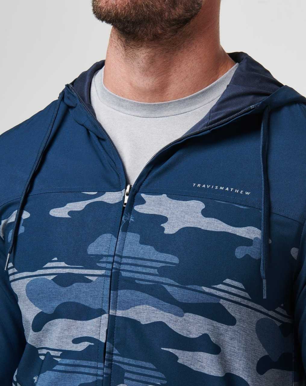 Travis Mathew Camo Tech Hoodie Blue Nights | TFJUHMZ-42