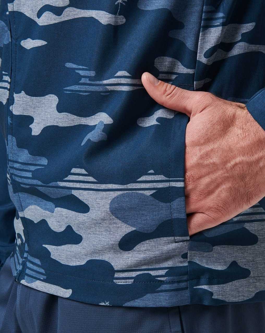 Travis Mathew Camo Tech Hoodie Blue Nights | TFJUHMZ-42