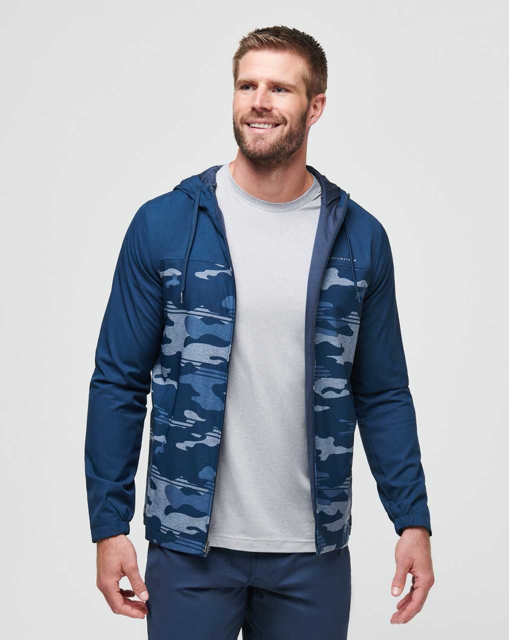 Travis Mathew Camo Tech Hoodie Blue Nights | TFJUHMZ-42