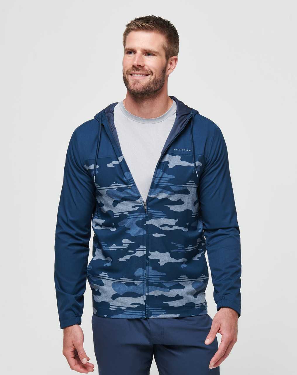 Travis Mathew Camo Tech Hoodie Blue Nights | TFJUHMZ-42