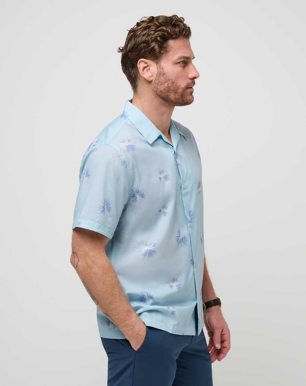 Travis Mathew Casino Holiday Button-up Heather Dream Blue | FESTMXU-81