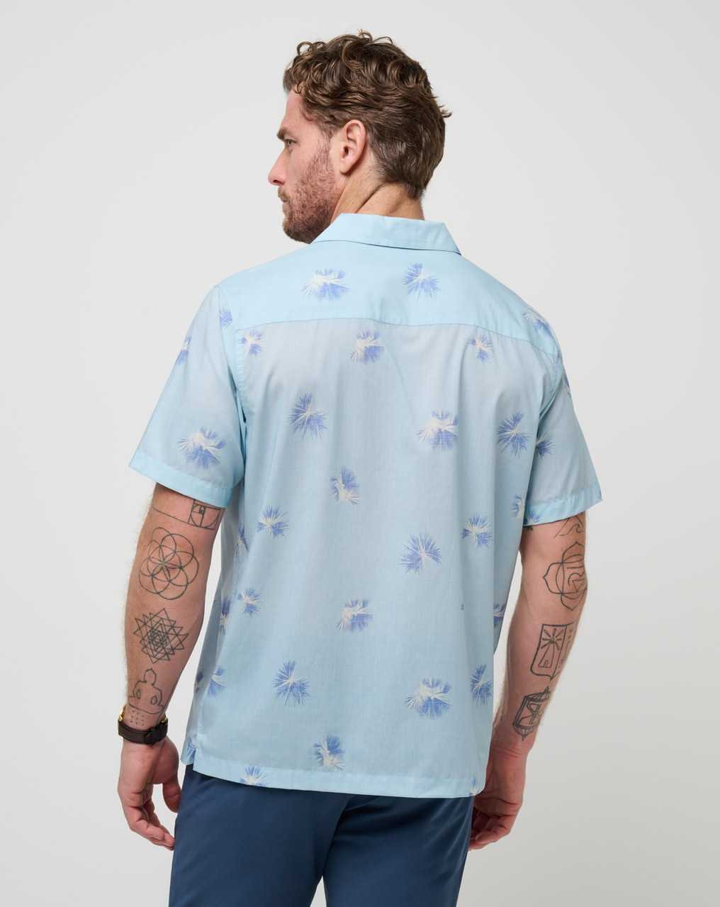 Travis Mathew Casino Holiday Button-up Heather Dream Blue | FESTMXU-81