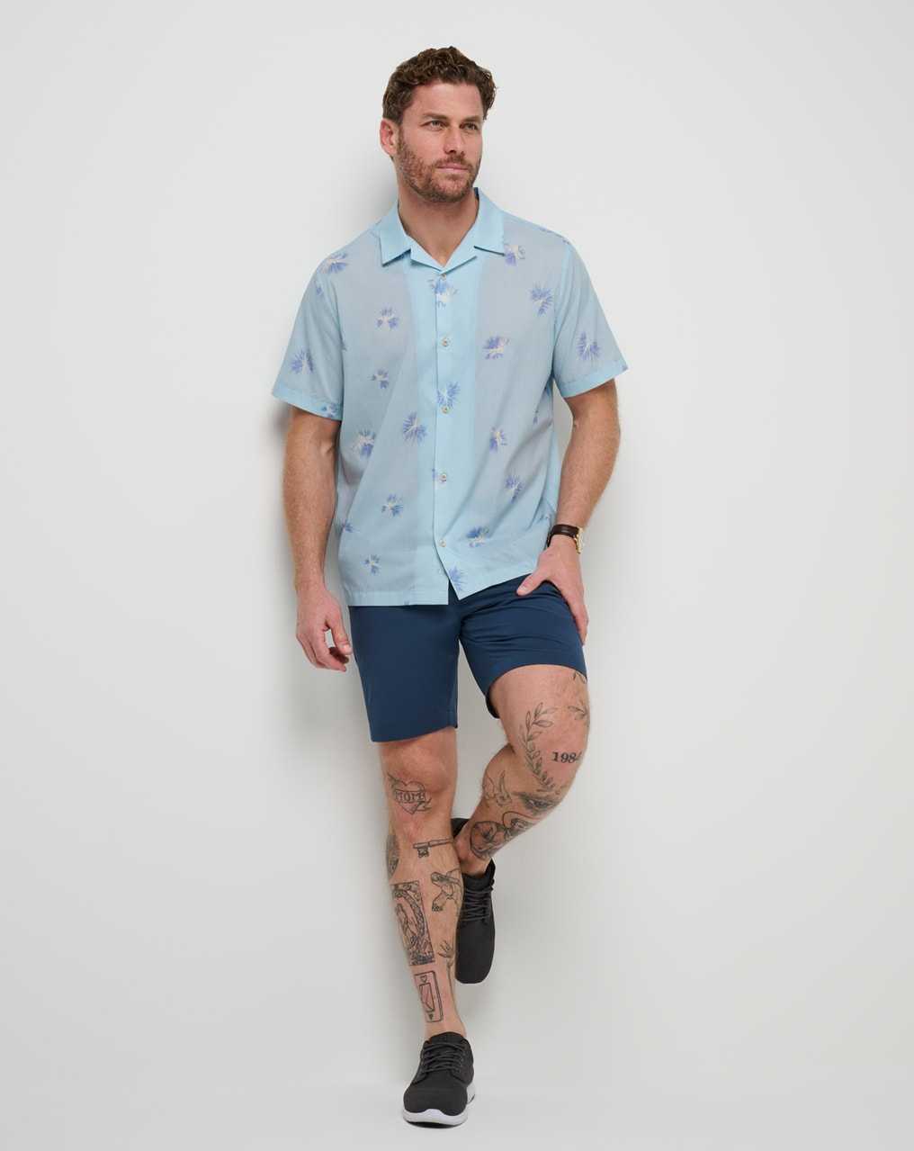 Travis Mathew Casino Holiday Button-up Heather Dream Blue | FESTMXU-81