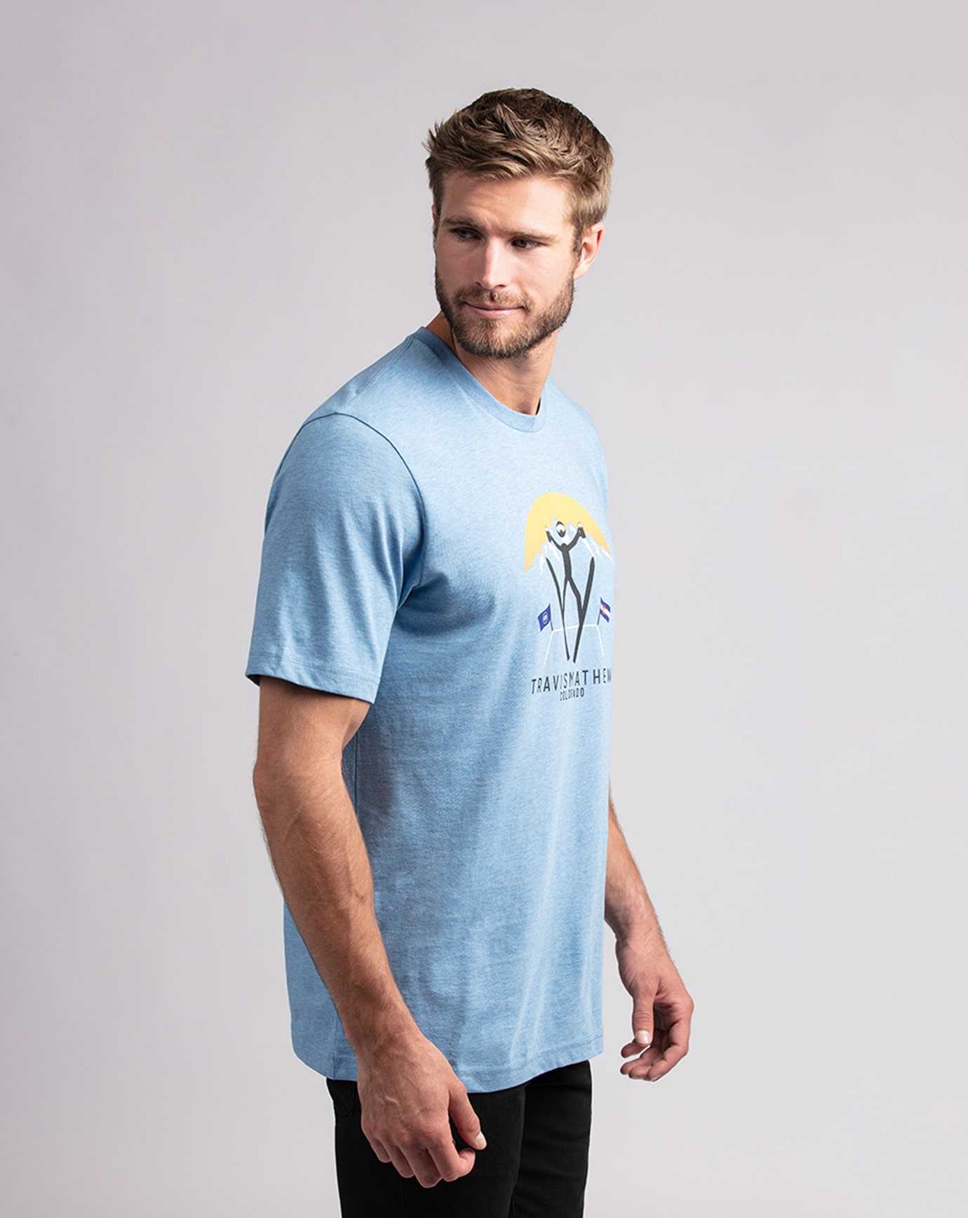 Travis Mathew Catchin' Air Tee Heather Blue | YSHWCMO-69