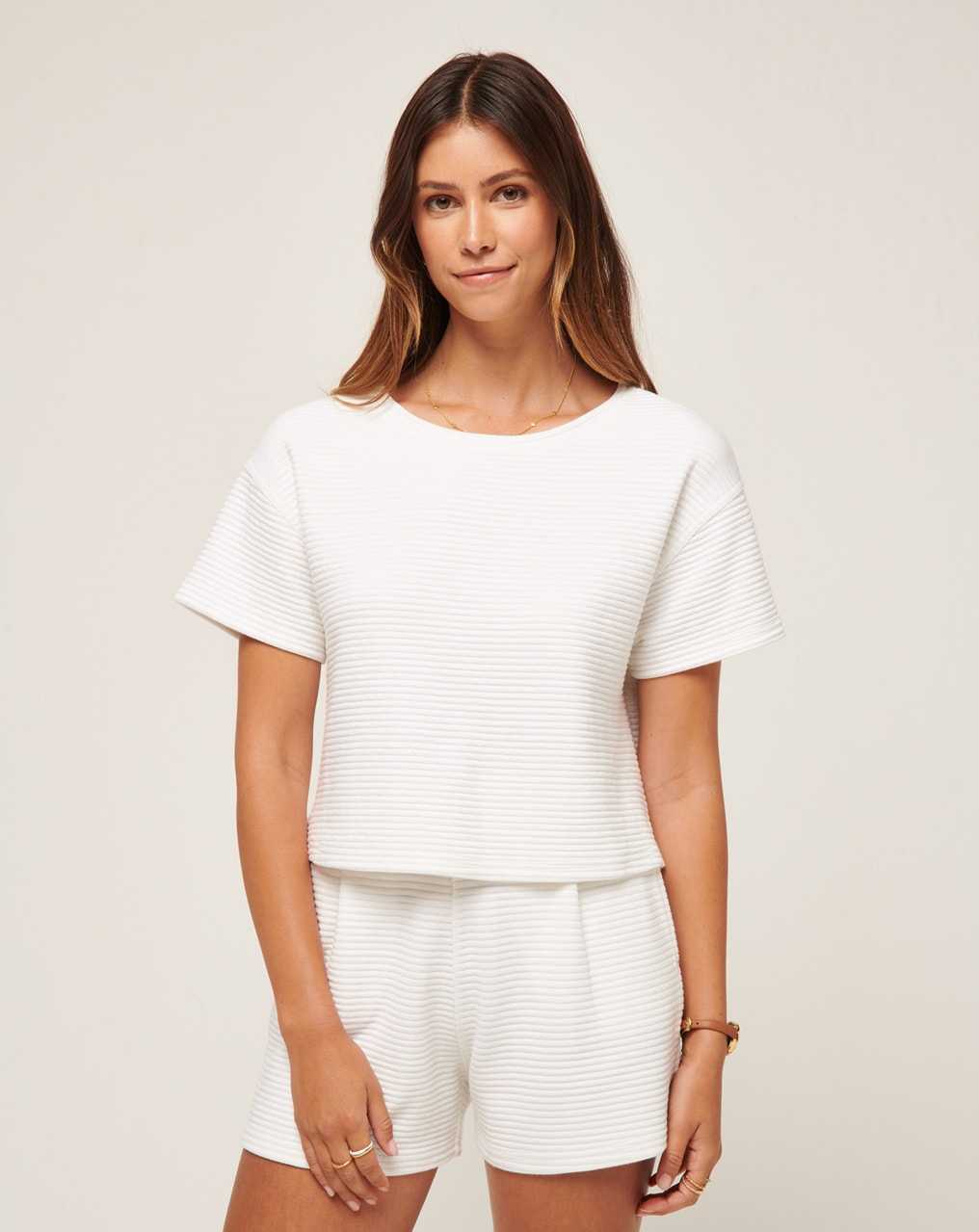 Travis Mathew Charter Cruise Wide Rib Top White | CRAJYKM-13