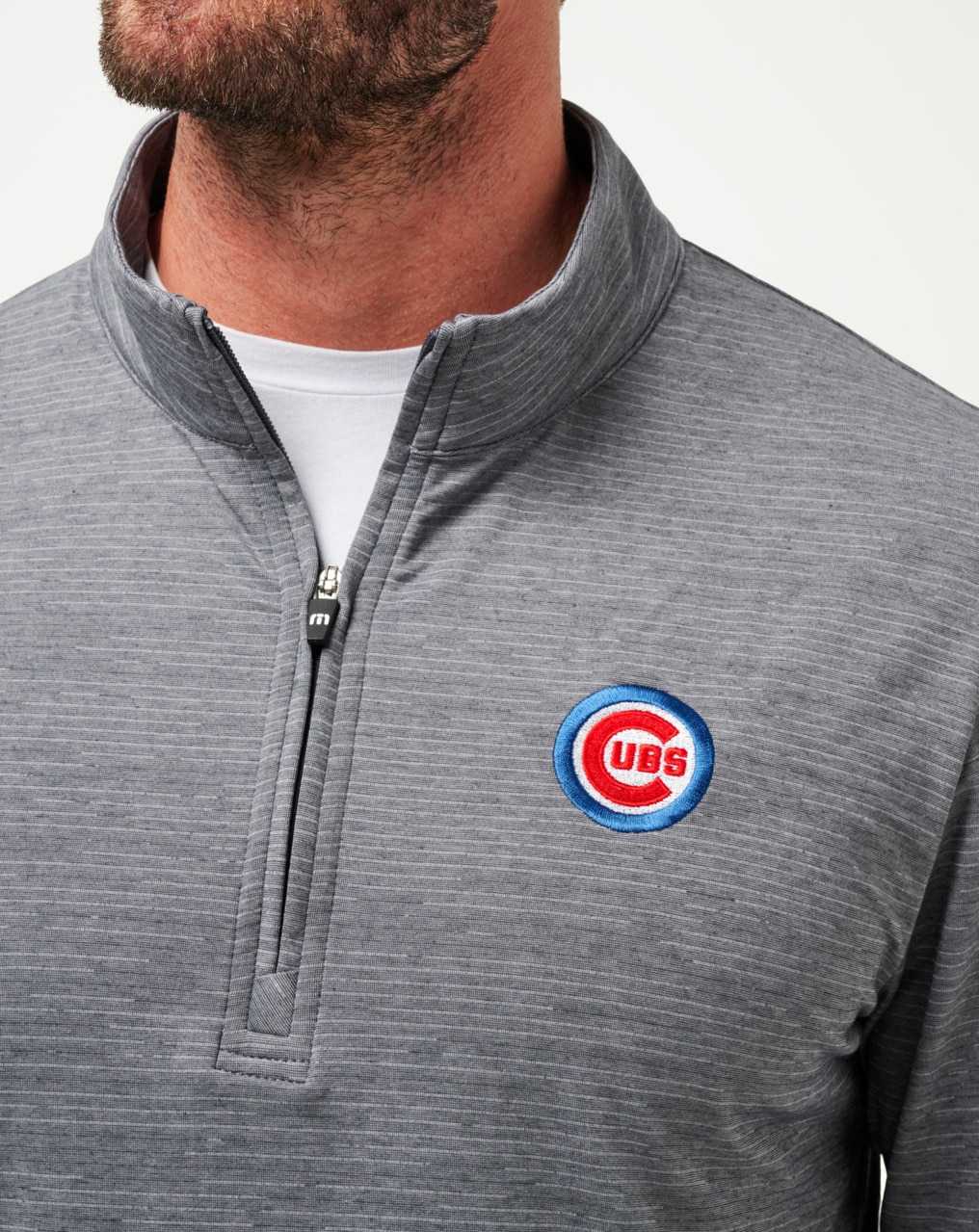 Travis Mathew Chicago Cubs The Heater Quarter Zip Sleet/Quiet Shade | BICNURZ-21