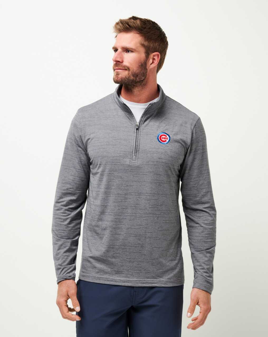 Travis Mathew Chicago Cubs The Heater Quarter Zip Sleet/Quiet Shade | BICNURZ-21