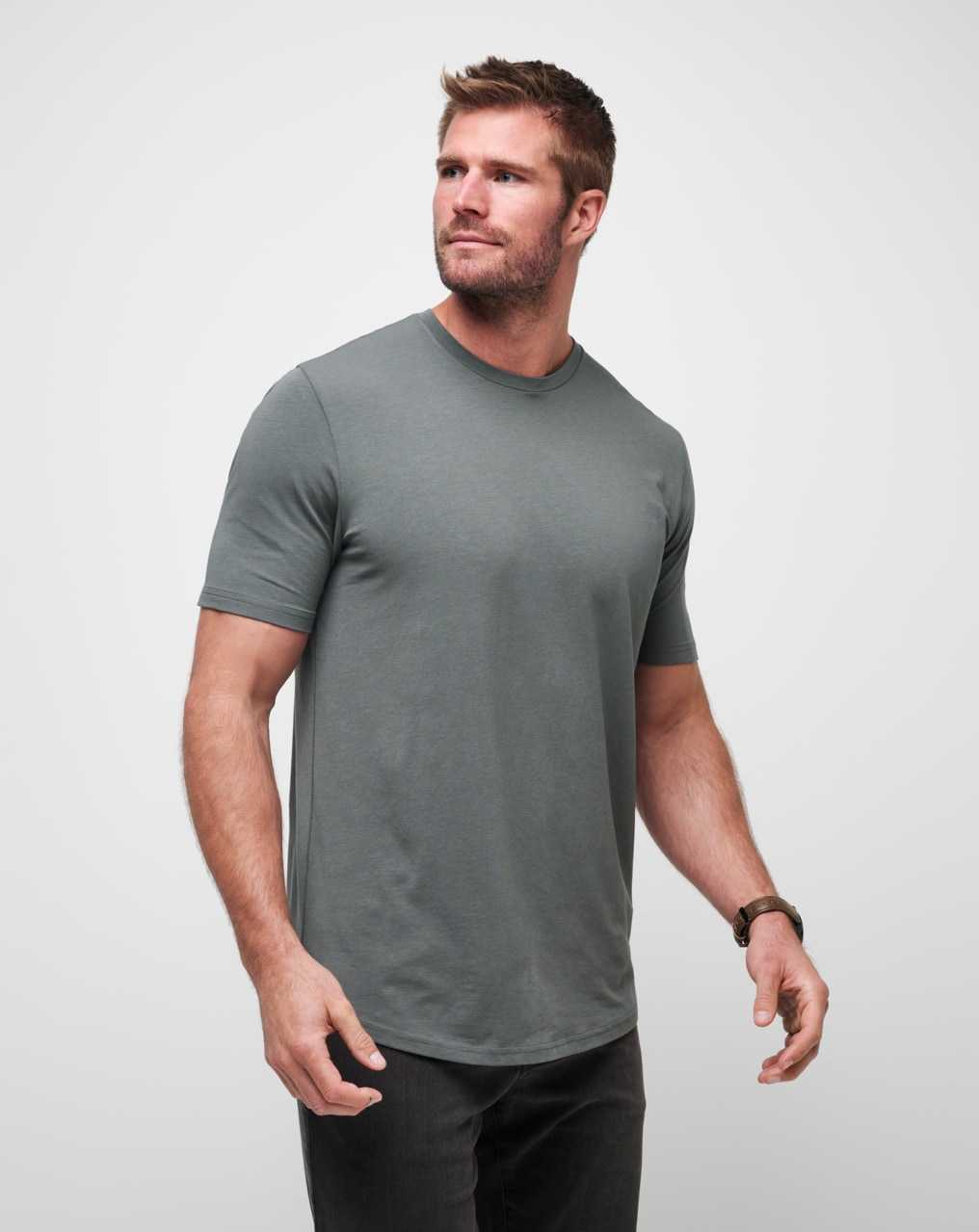 Travis Mathew Cloud Crew Tee Dark Olive | OQSNYPC-79