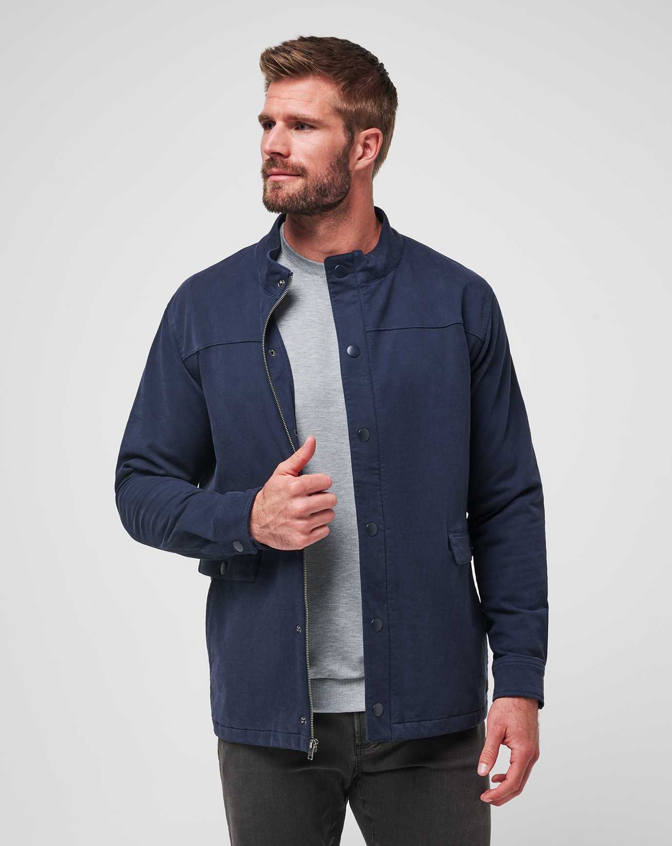 Travis Mathew Cloud Denim Full Zip Blue Nights | HCSEBAN-58