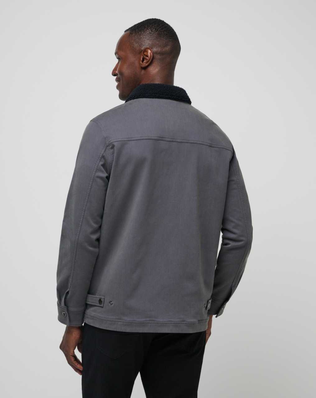 Travis Mathew Cloud Denim Sherpa Jacket Grey Pinstripe | HGALZYQ-46