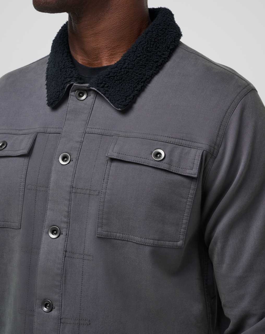 Travis Mathew Cloud Denim Sherpa Jacket Grey Pinstripe | HGALZYQ-46