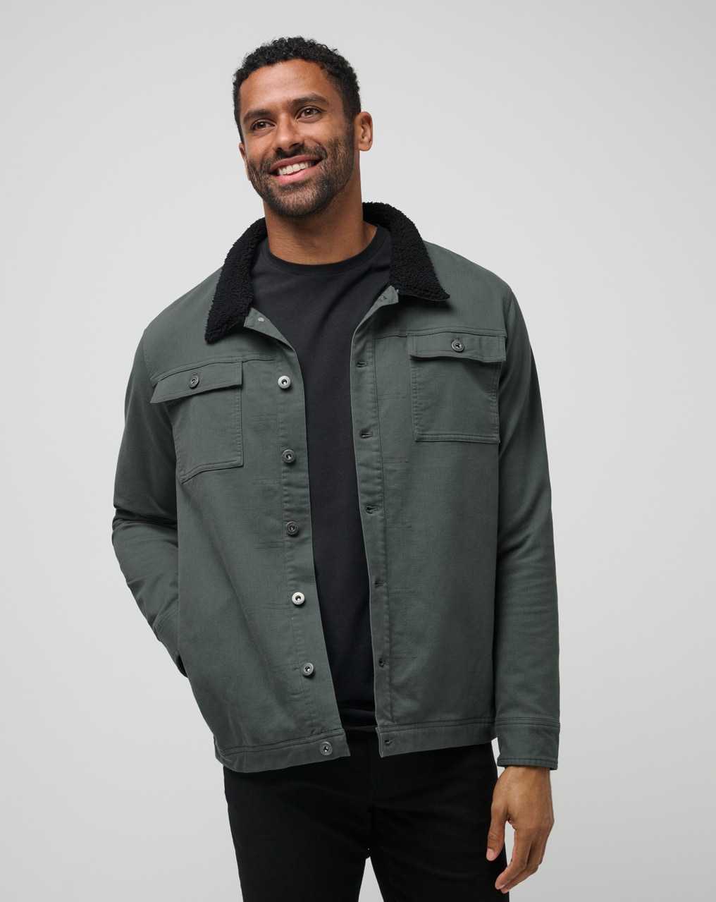 Travis Mathew Cloud Denim Sherpa Jacket Balsam Green | YMWDTXJ-76