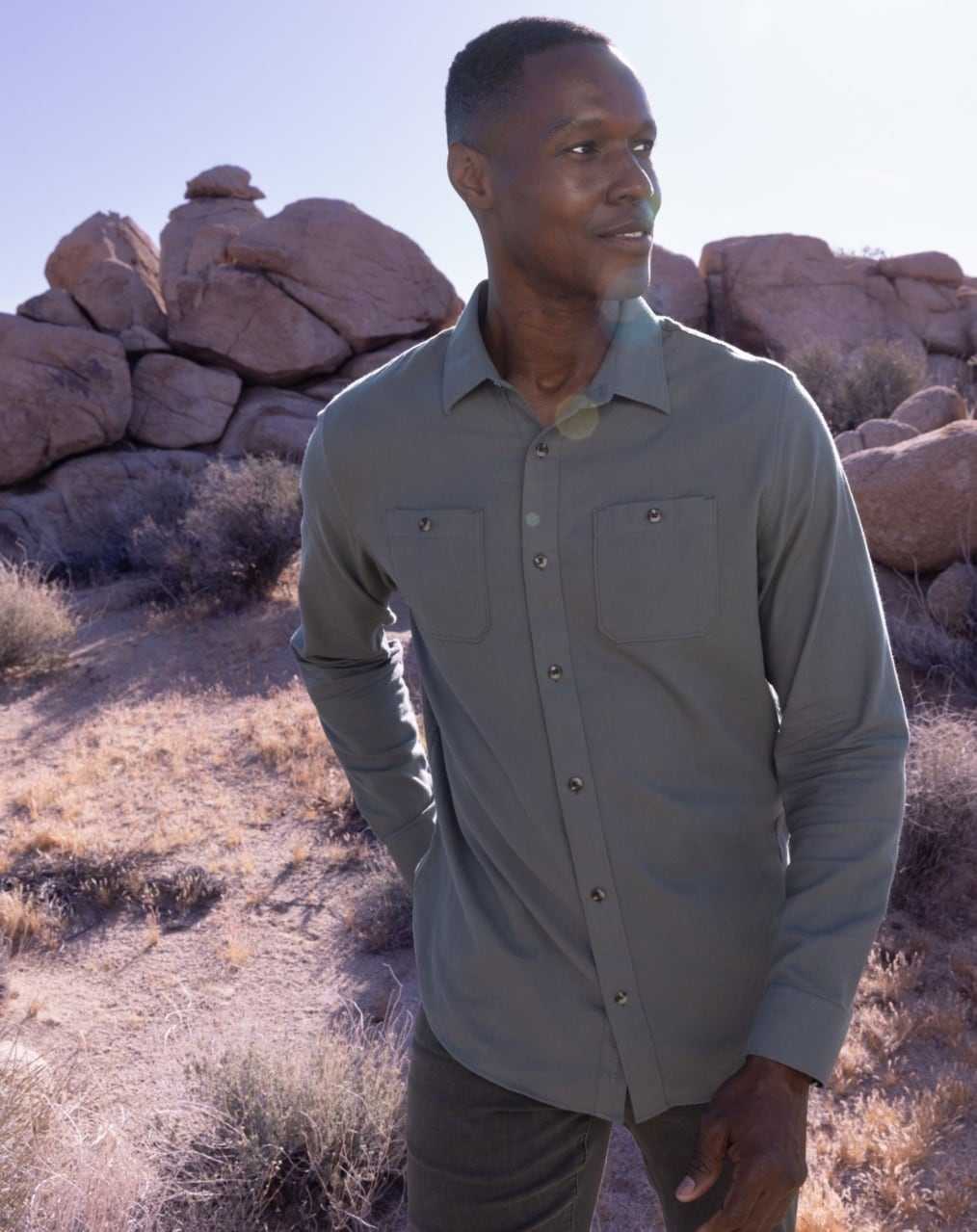 Travis Mathew Cloud Flannel Button-up Dark Olive | EVIMJRK-69